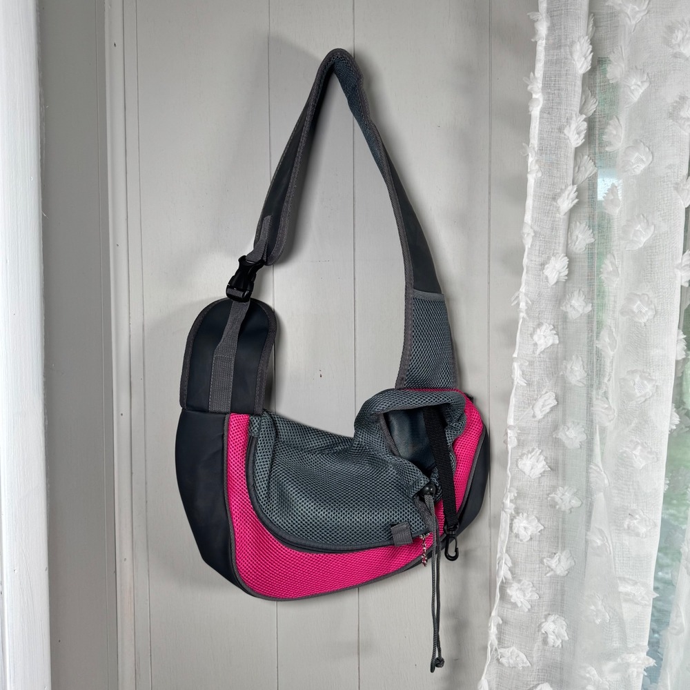 Popcorn Pet Carrier Sling Bag Grey Pink Extra Small Dog Up to 12 Pounds